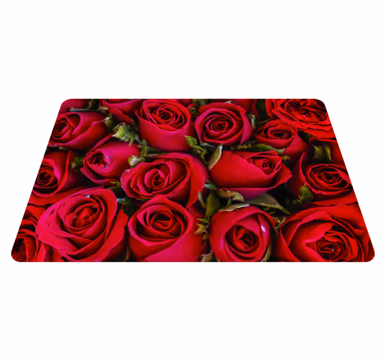 Rødt blomsterdesign vinyl teppe blomster og planter - Tenstickers