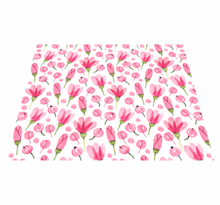 Vinyl teppe blomster og planter rosa akvarell blomster - Tenstickers