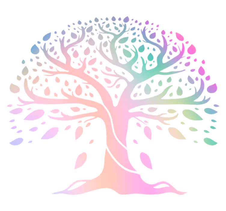 Tree of life regnbuefarger vinyl teppe blomster og planter - Tenstickers
