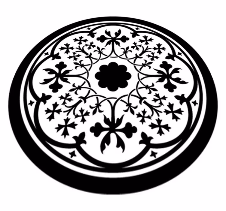 Vinyl teppe blomster og planter gothic rosette - Tenstickers