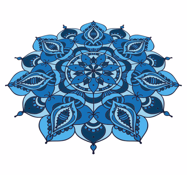 Vinyl teppe blomster og planter lotus blå mandala - Tenstickers