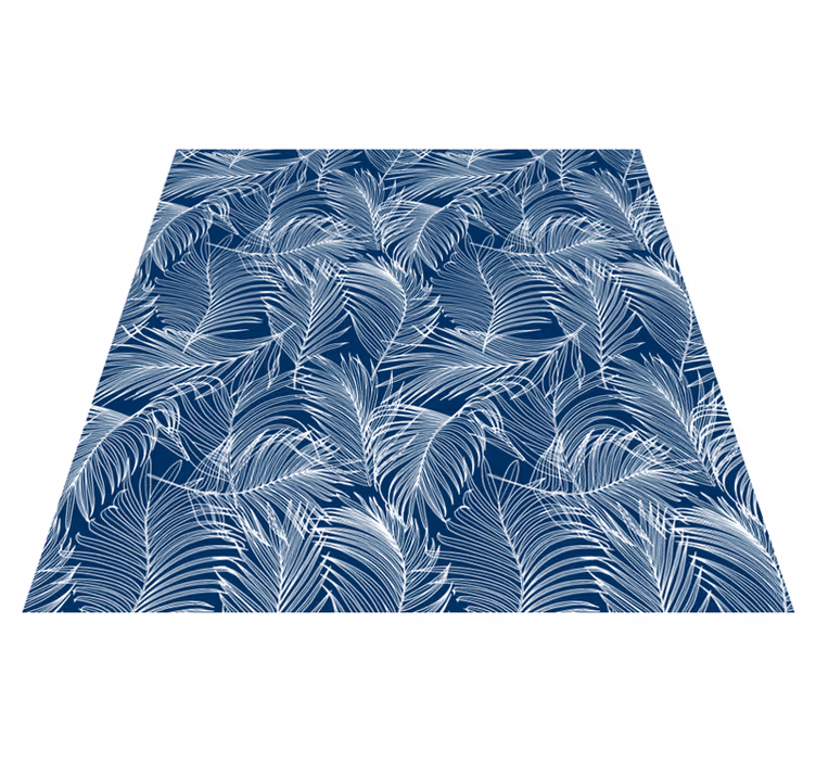 Elegante blå blader vinyl teppe blomster og planter - Tenstickers
