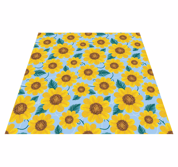 Solsikke mønster vinyl teppe blomster og planter - Tenstickers