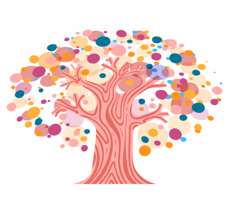 Fargerik tre silhuett vinyl teppe blomster og planter - Tenstickers