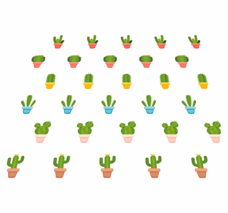 Kaktusmønster vinyl teppe blomster og planter - Tenstickers