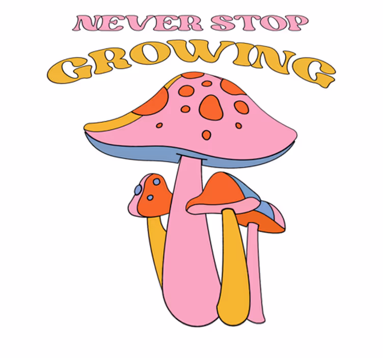 Lekfull soppvekst vinyl teppe blomster og planter - Tenstickers
