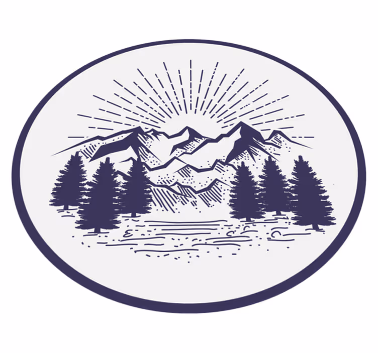 Fjellandskap sirkel vinyl teppe blomster og planter - Tenstickers