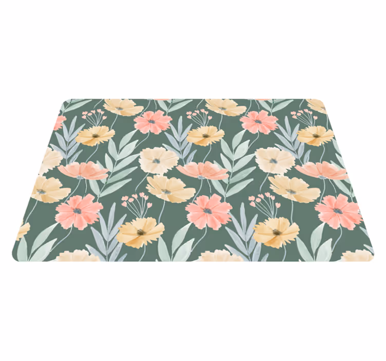 Vinyl teppe blomster og planter akvarellmønster - Tenstickers