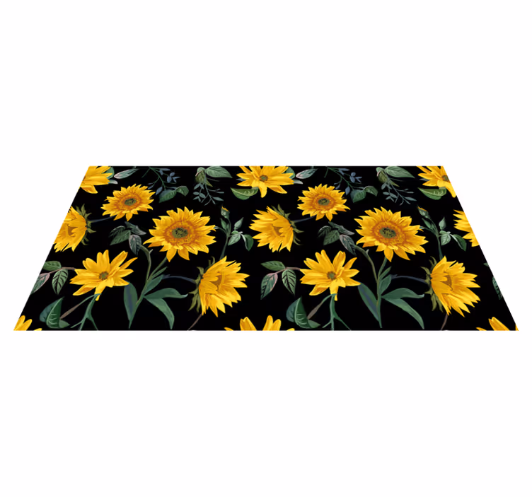 Vinyl teppe blomster og planter vintage solblomst - Tenstickers