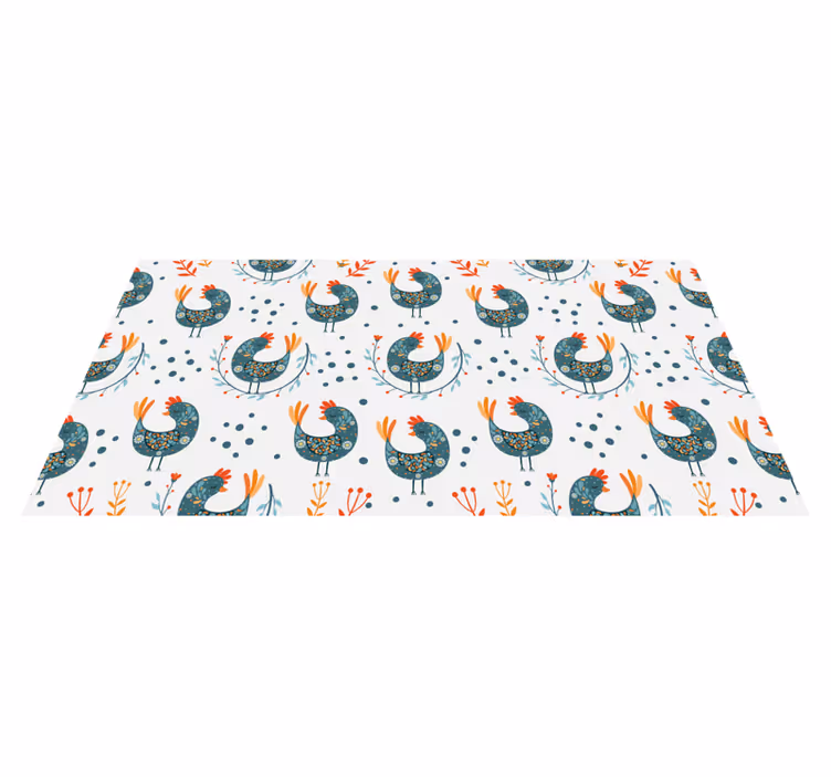 Kyllinger og blomster vinyl teppe blomster og planter - Tenstickers