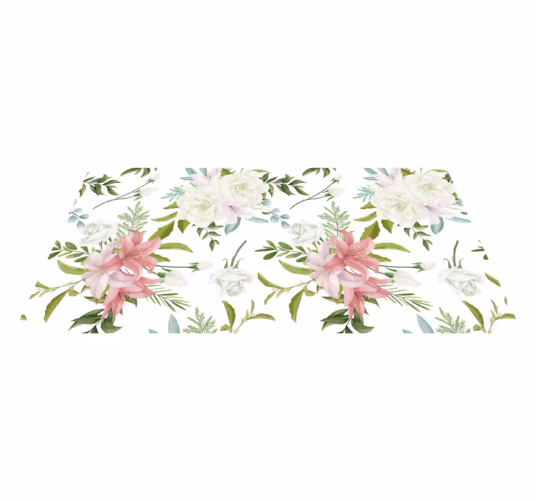 Vinyl teppe blomster og planter minimalistisk hage - Tenstickers