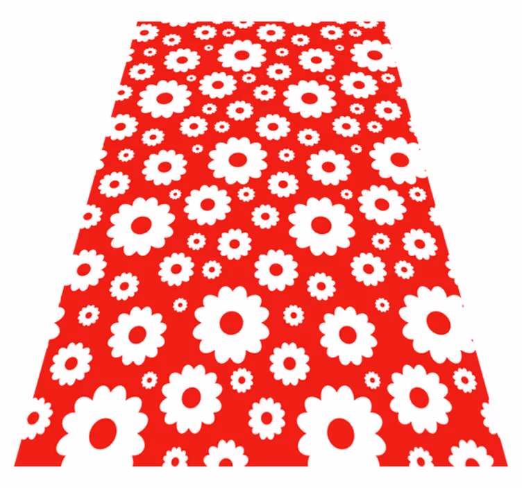 Hvite og røde tusenfryd vinyl teppe blomster og planter - Tenstickers