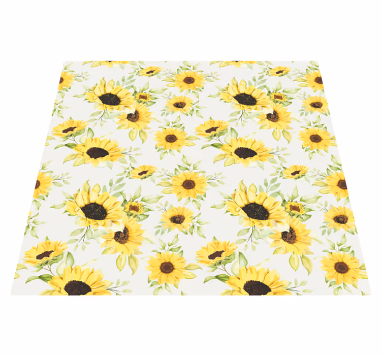 Vannfargede solblomster vinyl teppe blomster og planter - Tenstickers