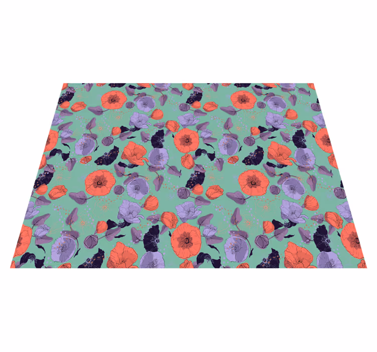 Graceful valmuer vinyl teppe blomster og planter - Tenstickers