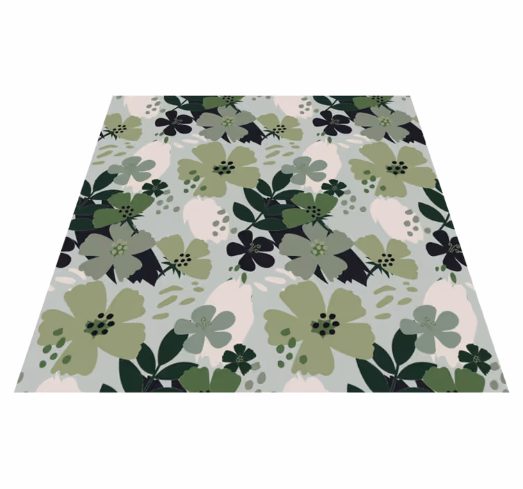 Vinyl teppe blomster og planter grønne toner blader - Tenstickers