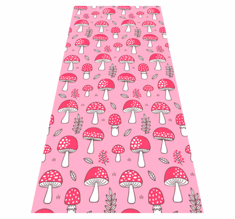Klassiske rosa sopper vinyl teppe blomster og planter - Tenstickers