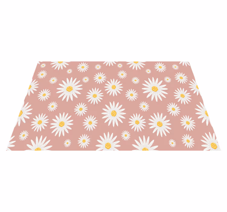Søtt rosa tusenfryd mønster vinyl teppe blomster og planter - Tenstickers