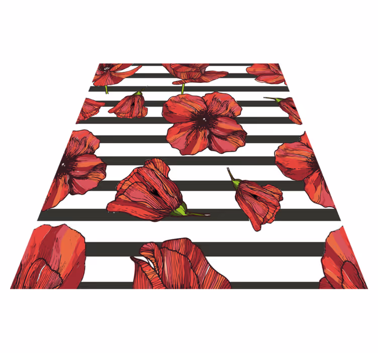 Vinyl teppe blomster og planter valmueplanter - Tenstickers