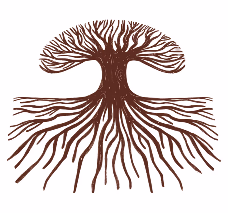 Tree of life lange røtter vinyl teppe blomster og planter - Tenstickers