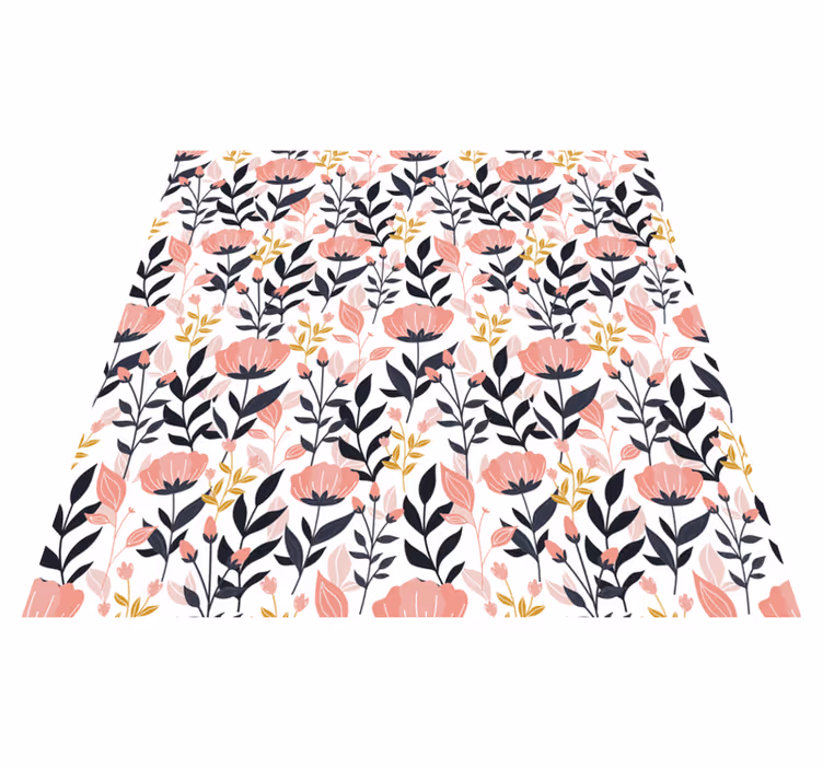 Rosa blomster vinyl teppe blomster og planter - Tenstickers