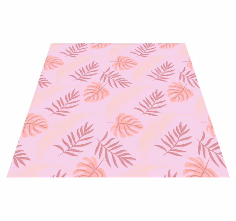 Vinyl teppe blomster og planter rosa tropisk bladdesign - Tenstickers