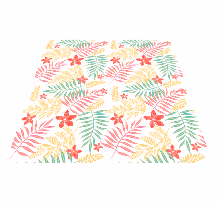 Vinyl teppe blomster og planter neonblader design - Tenstickers