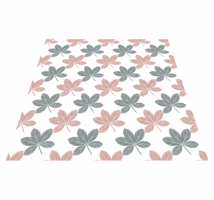 Vinyl teppe blomster og planter rosa og blå blader - Tenstickers