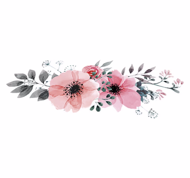 Aquarella valmuer vinyl teppe blomster og planter - Tenstickers