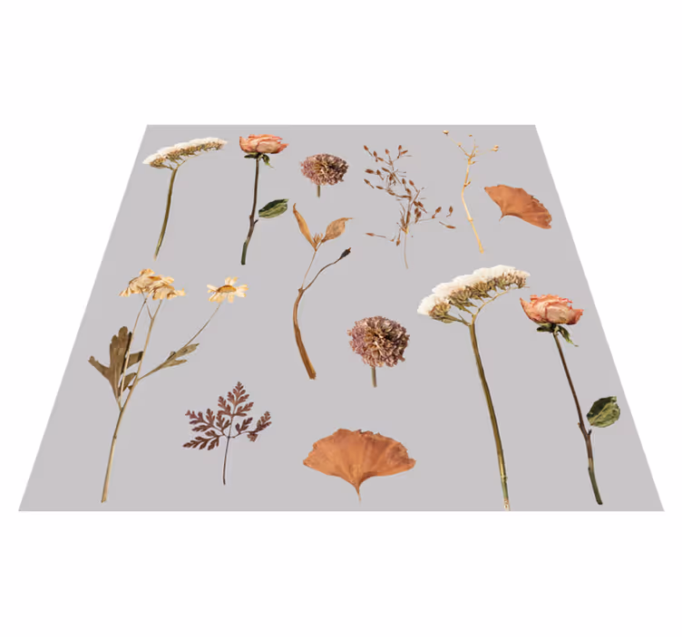 Tørkede blomster og blader vinyl teppe blomster og planter - Tenstickers