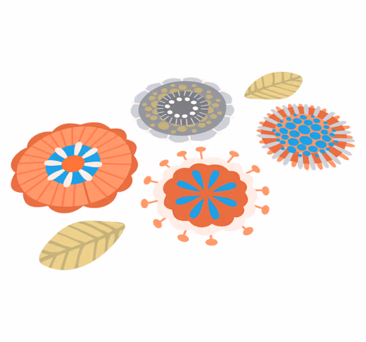 Fargerike former vinyl teppe blomster og planter - Tenstickers