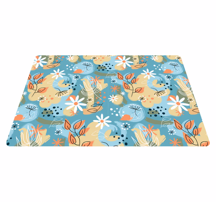 Abstrakt flatt bakgrunn vinyl teppe blomster og planter - Tenstickers