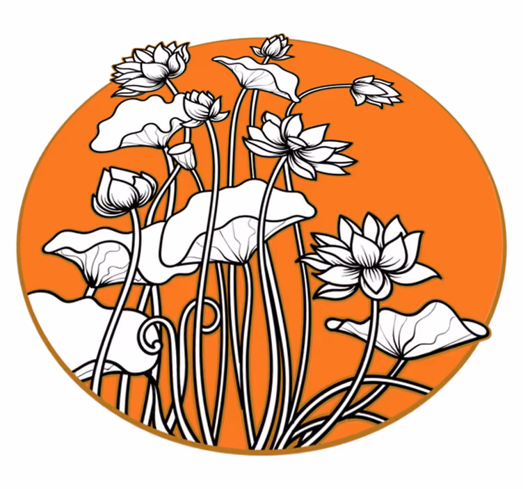Vinyl teppe blomster og planter lotusillustrasjon - Tenstickers