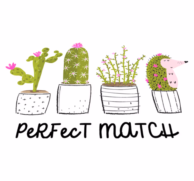 Perfekte matchende kaktuser vinyl teppe blomster og planter - Tenstickers