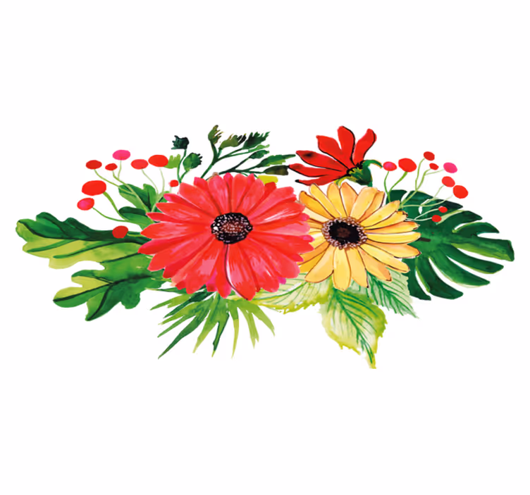 Elegant horisontalt design vinyl teppe blomster og planter - Tenstickers