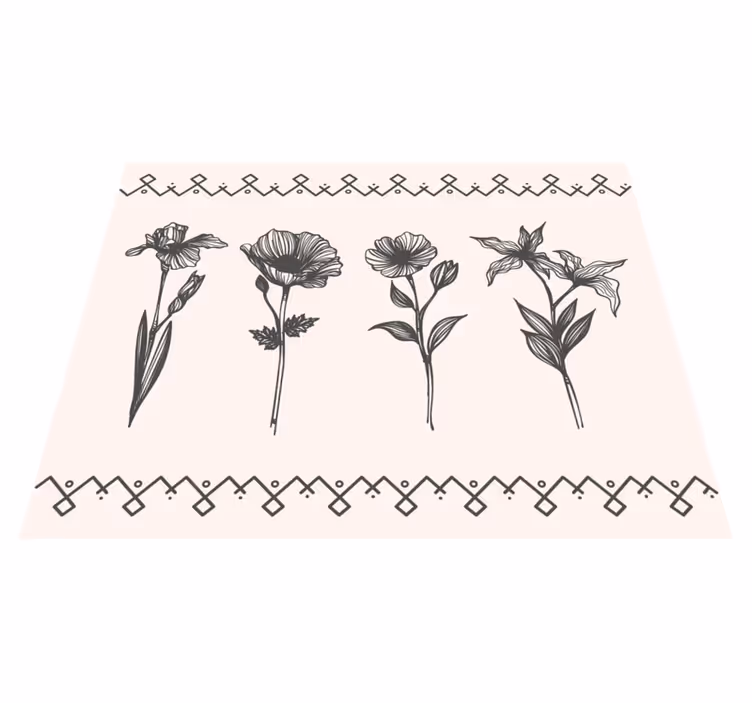 Vinyl teppe blomster og planter realistisk vintage botanikk - Tenstickers
