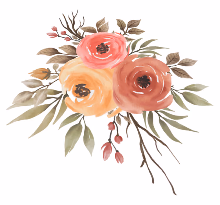 Tegning av tørkede roser vinyl teppe blomster og planter - Tenstickers