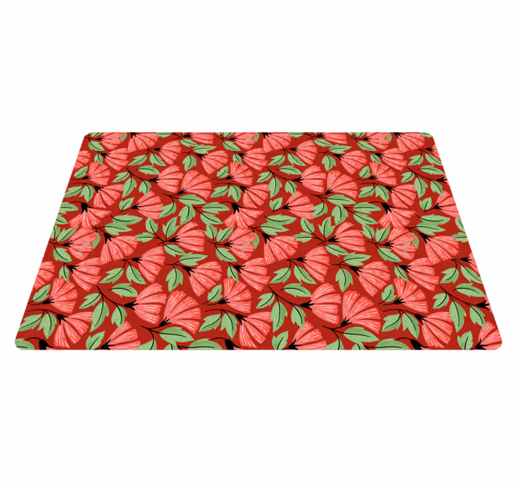 Vintage rødt mønster vinyl teppe blomster og planter - Tenstickers