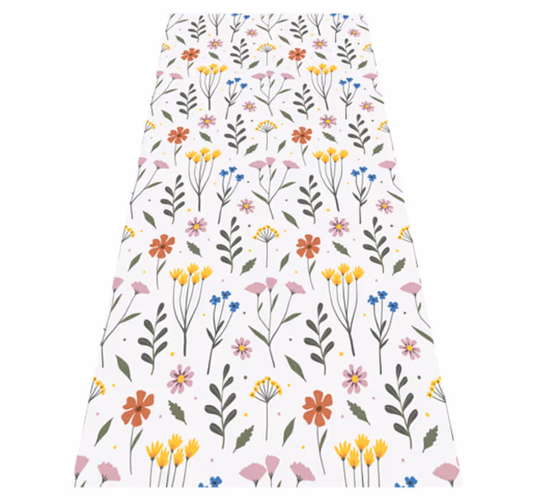 Vinyl teppe blomster og planter hage mønster multicolor - Tenstickers