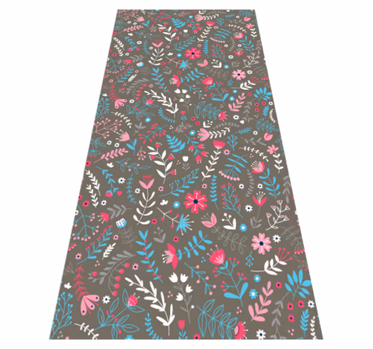 Fargerikt blomstertrykk vinyl teppe blomster og planter - Tenstickers