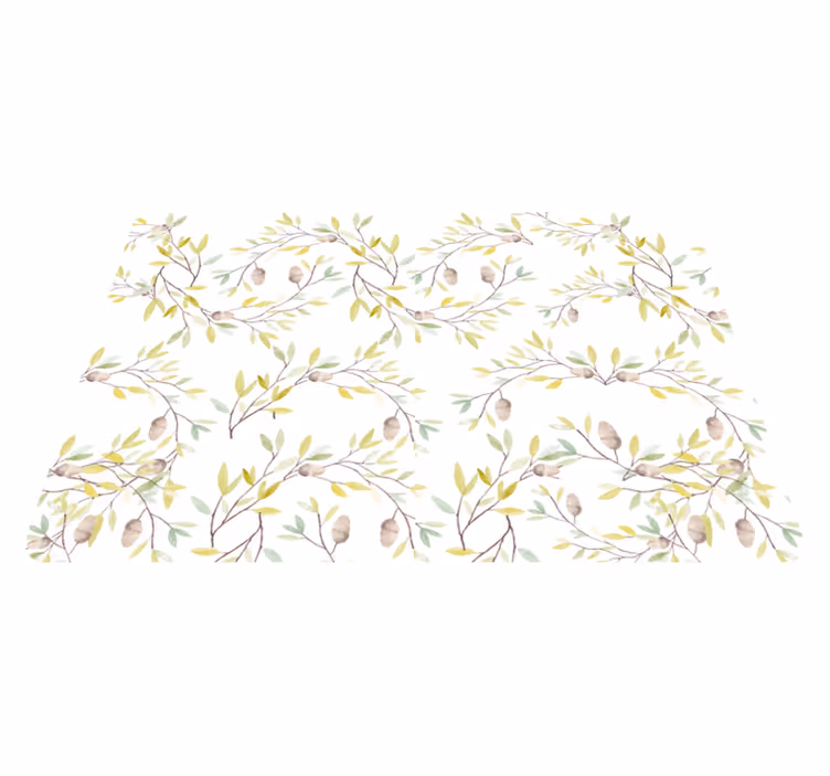 Vinyl teppe blomster og planter akvarell grønnblad mønster - Tenstickers