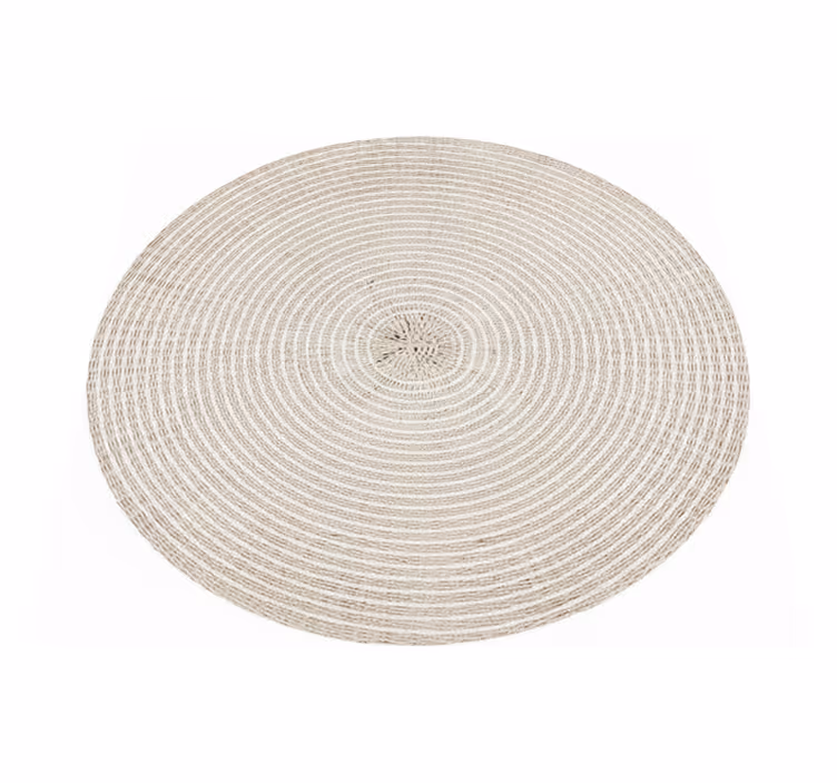 Vinyl teppe minimalistisk sirkulær kremvevd spiral - Tenstickers