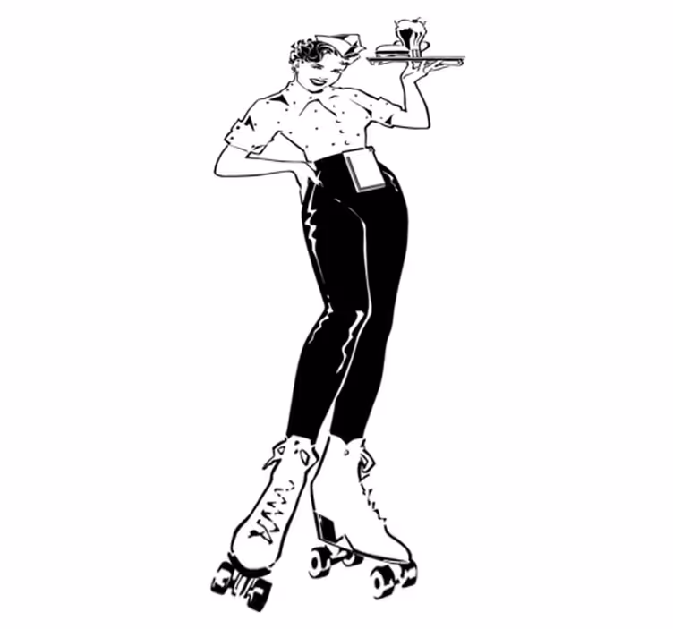 Vinyl teppe kjøkken vintage servitør - Tenstickers