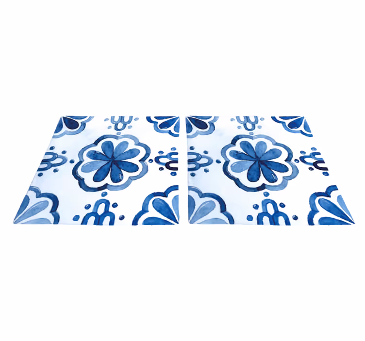 Vinyl teppe spiserom med blomstrete sementfliser - Tenstickers