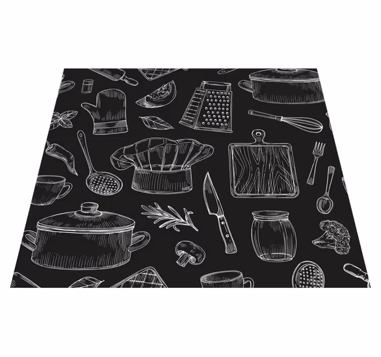 Vinyl teppe kjøkken elegant bestikk - Tenstickers