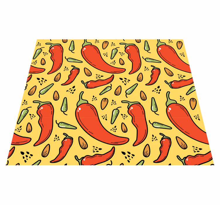 Vinyl teppe kjøkken rød og grønn chili - Tenstickers