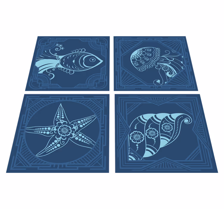Ornamentale sjøliv fliser bad vinyl teppe - Tenstickers