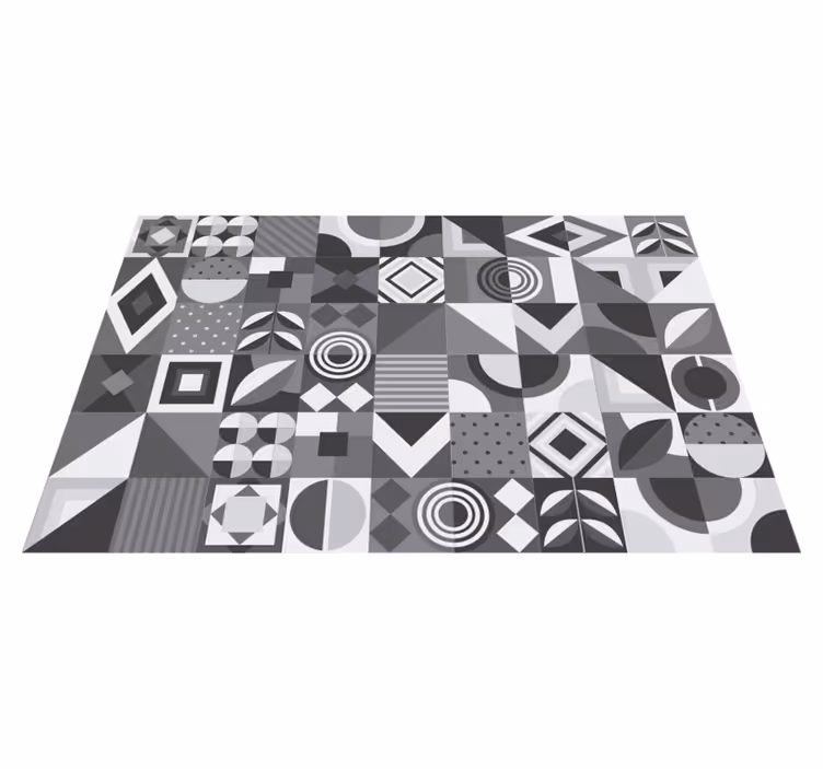 Bad vinyl teppe grå geometriske fliser - Tenstickers