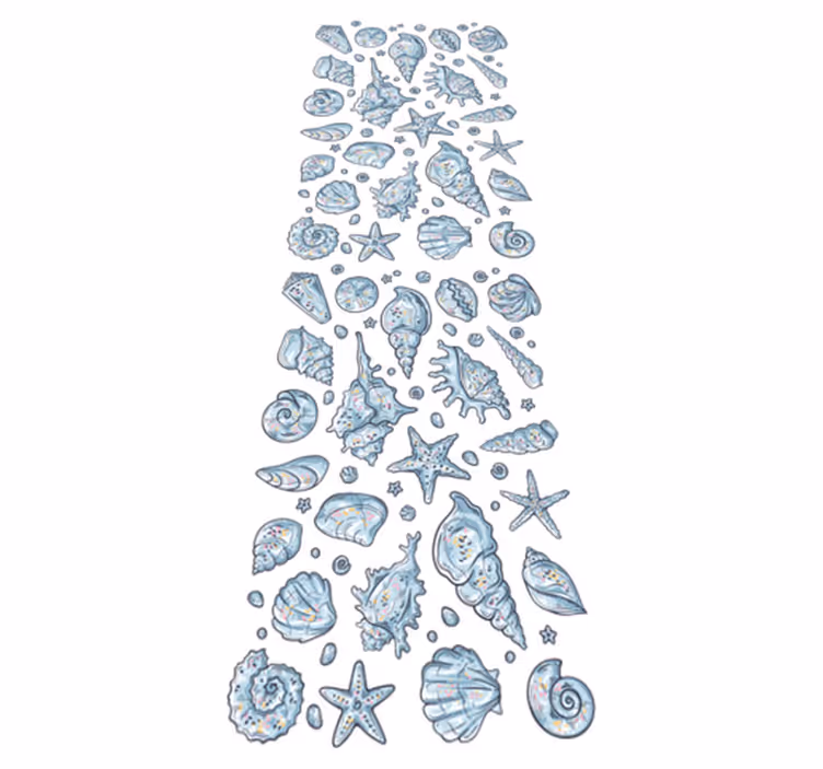 Bad vinyl teppe seashell sketches dusj - Tenstickers