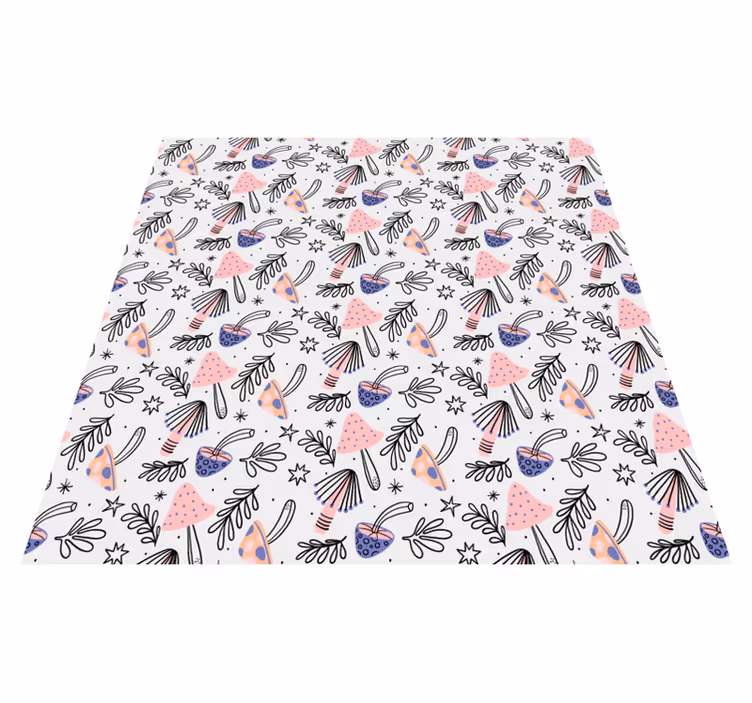 Klassiske sopp og blomster vinyl teppe blomster og planter - Tenstickers
