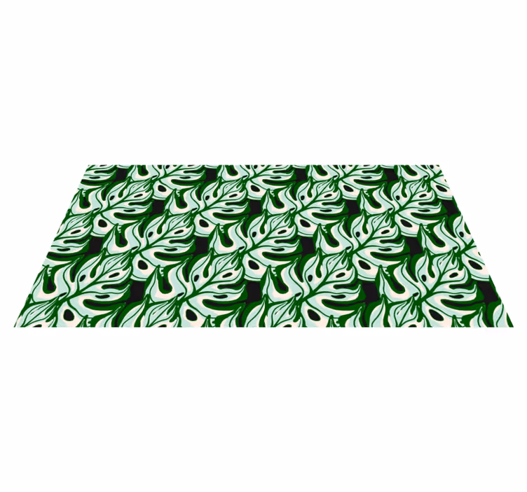 Vinyl teppe blomster og planter svart og grønn mønster - Tenstickers